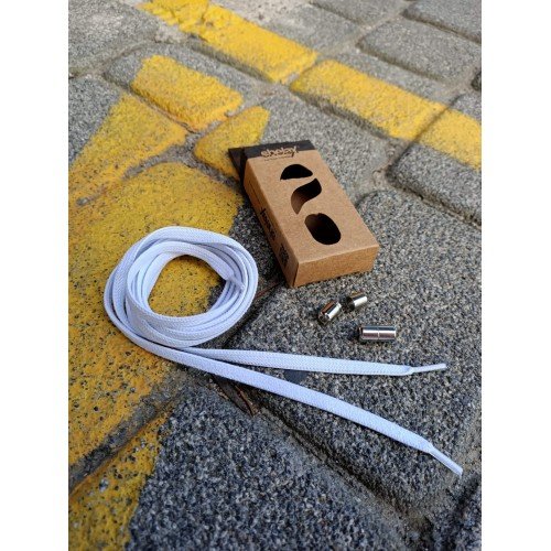 Shelax Beyaz Yassı Metal Butonlu Akıllı Bağcık